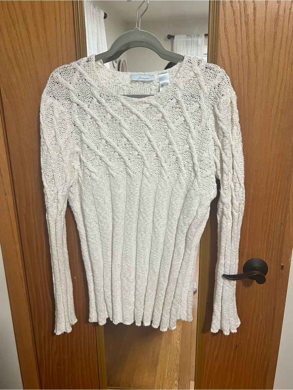 JH Collectibles Cream Cable-Knit Scoop Neck Sweater